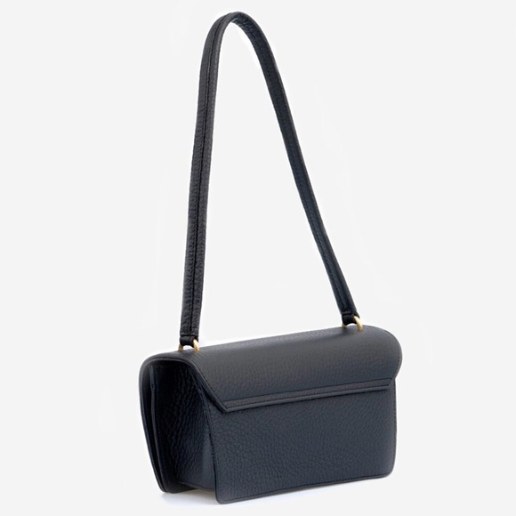 Arcadia Trapeze Pebble Leather Compact Grab Handbag Black NWT - Picture 3 of 15